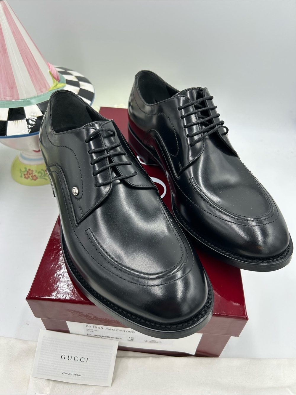 Men's Gucci, Jasper Leather, Derby shoes size 10 fit 11 US made in Italy - Picture 2 of 11